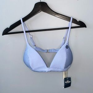 Hollister light blue ribbed triangle bikini top